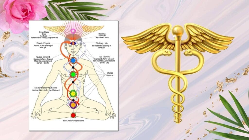 The 2 interweaving serpents commonly shown in Kundalini energy